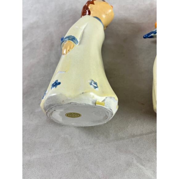 Papier Mâché Kissing Angels Figurines Musical Holiday Decor Japan Vintage - Picture 10 of 10